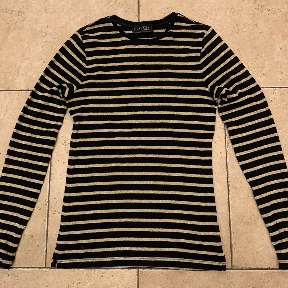 Lauren Ralph Lauren metallic striped long sleeve tee. Size. XS